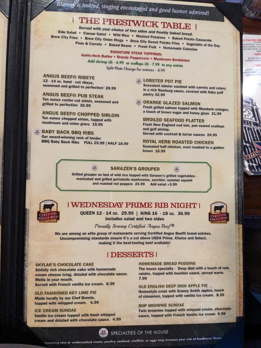 British Open Pub of Bluffton Photo Menu 10