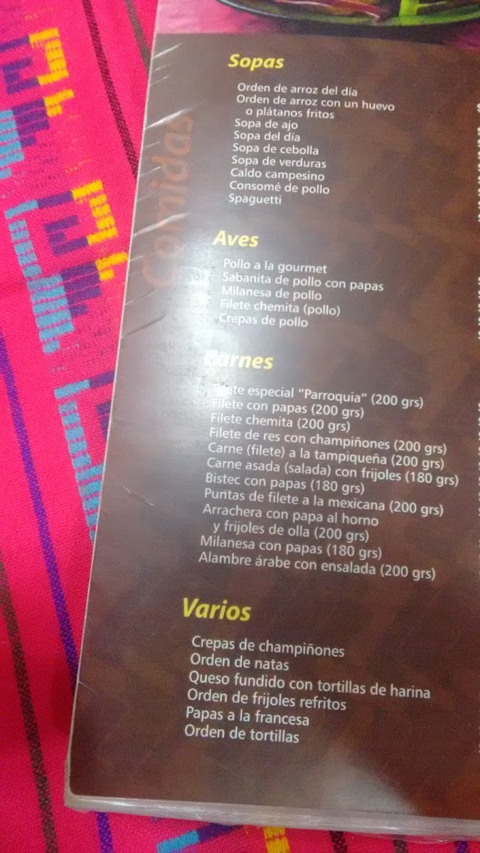 Cafe y Restaurante La Parroquia Photo Menu 1