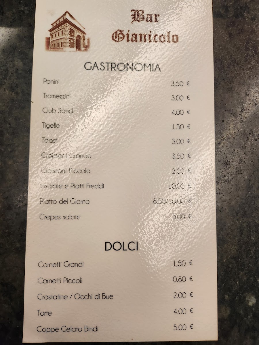 Bar Gianicolo Photo Menu 2
