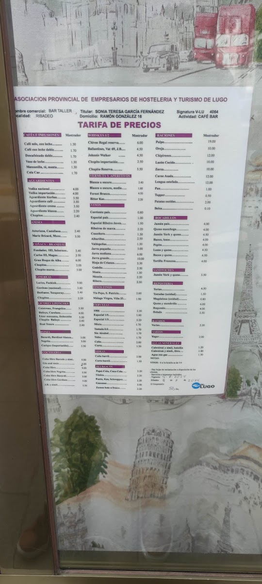 Bar Taller Photo Menu 3