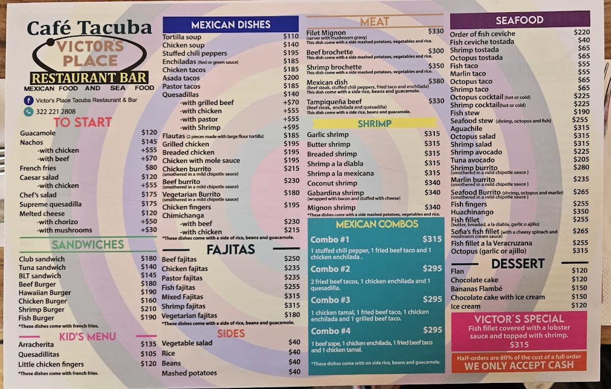 Victor's Place Cafe Tacuba Photo Menu 2
