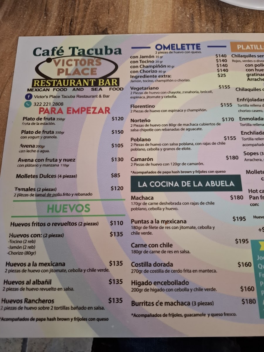 Victor's Place Cafe Tacuba Photo Menu 7