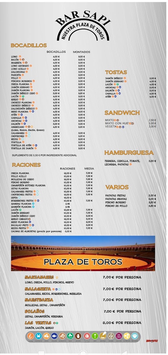 BAR SAPI. Photo Menu 7