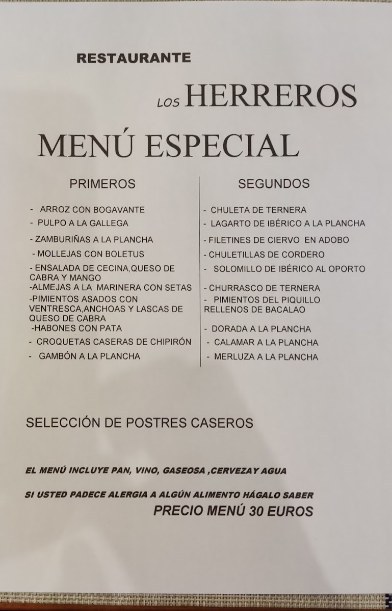 Los Herreros Photo Menu 1