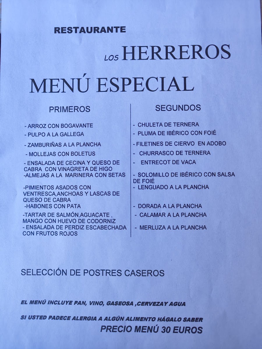 Los Herreros Photo Menu 2