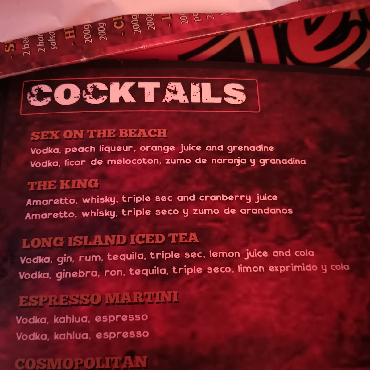 Heartbreak Rock Bar Photo Menu 3