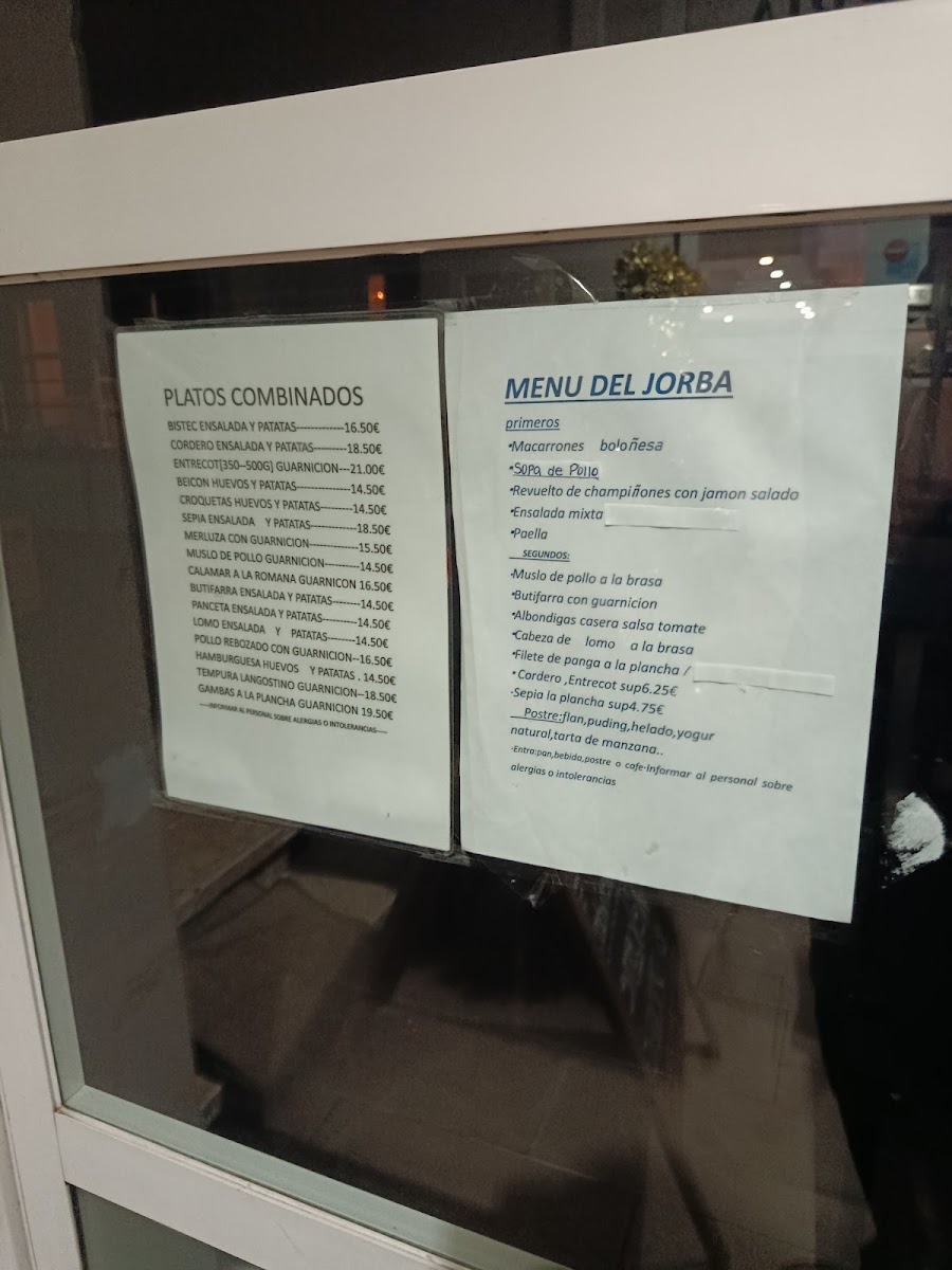 Jorba Cafeteria Bar Restaurant Photo Menu 2