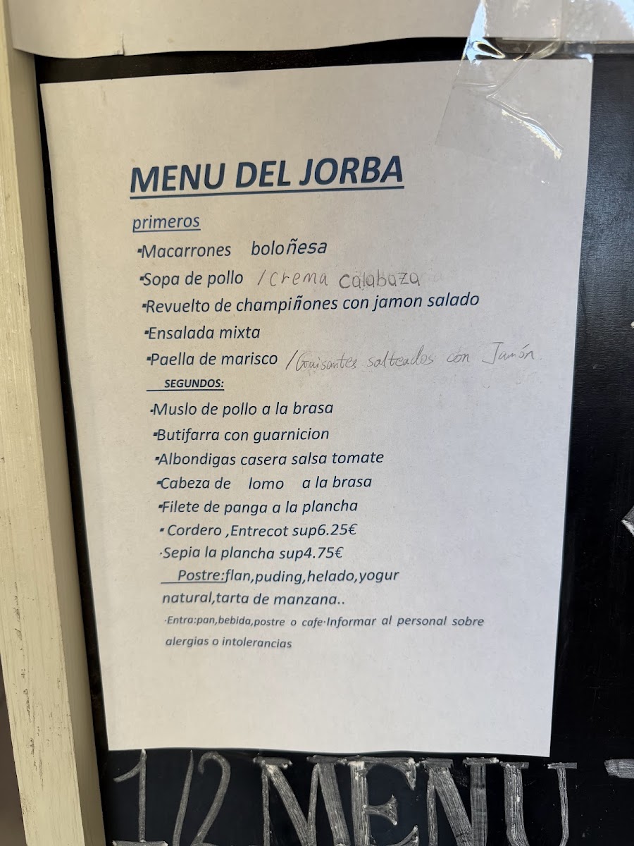 Jorba Cafeteria Bar Restaurant Photo Menu 4