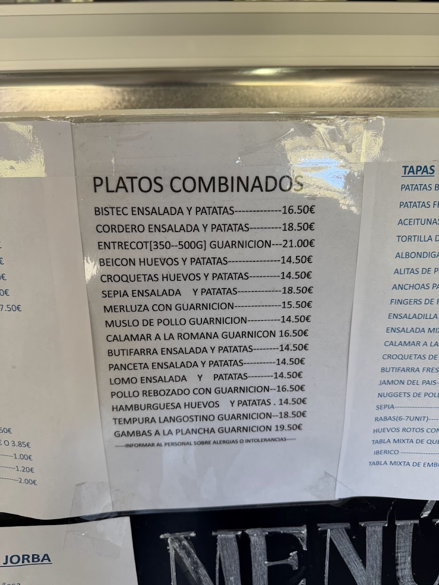 Jorba Cafeteria Bar Restaurant Photo Menu 6