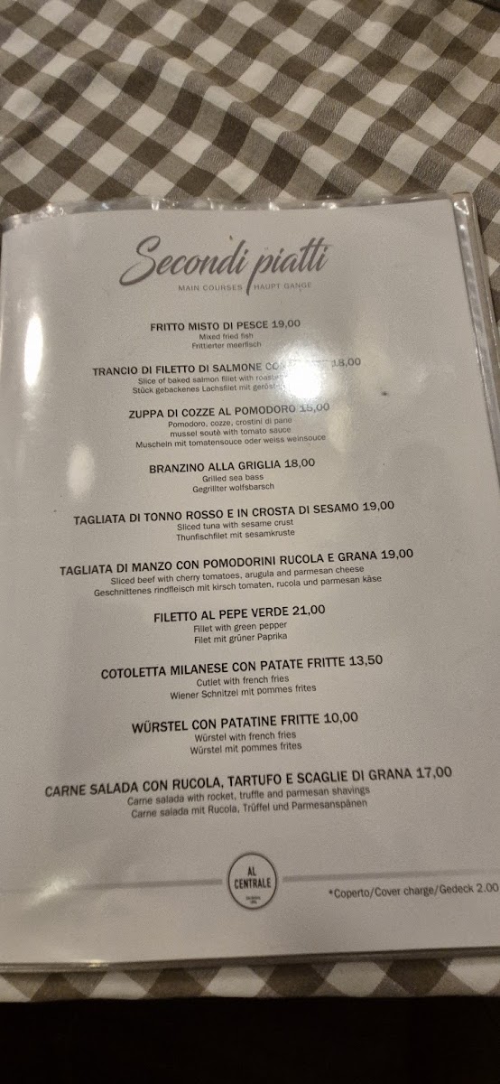 Al Centrale Photo Menu 1