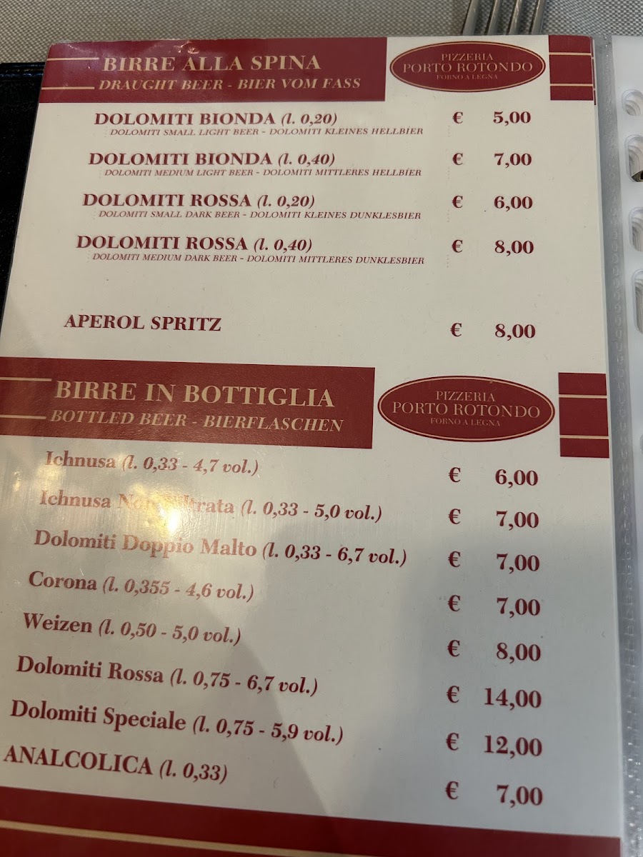 Pizzeria Porto Rotondo cortina Photo Menu 7