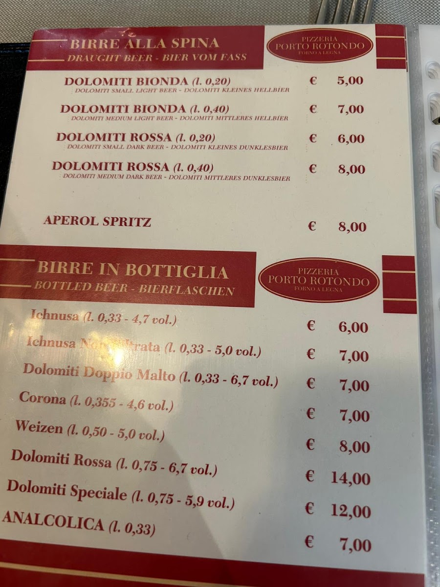 Pizzeria Porto Rotondo cortina Photo Menu 8