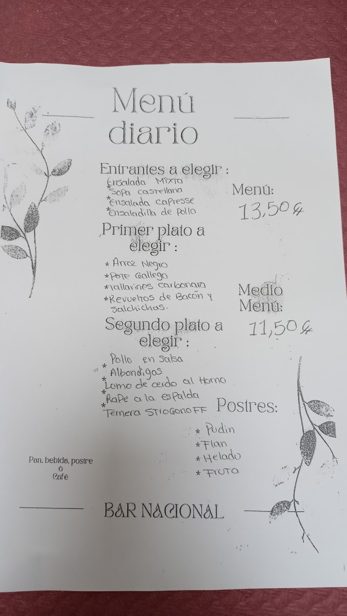 Bar Nacional Photo Menu 2