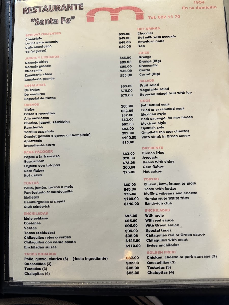 Restaurante Santa Fé Photo Menu 1