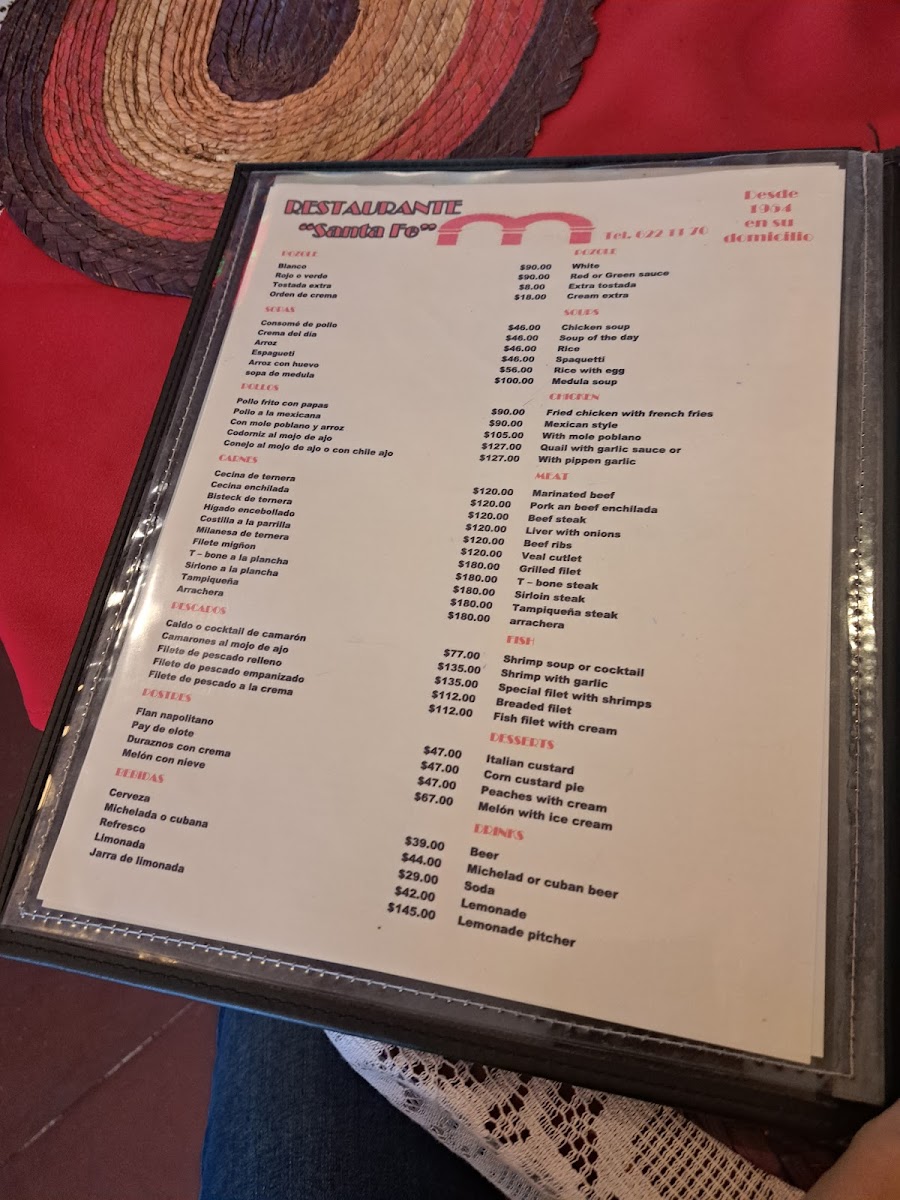 Restaurante Santa Fé Photo Menu 10