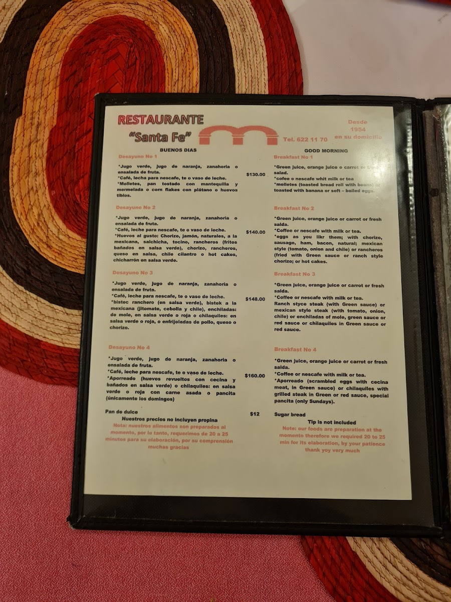 Restaurante Santa Fé Photo Menu 3