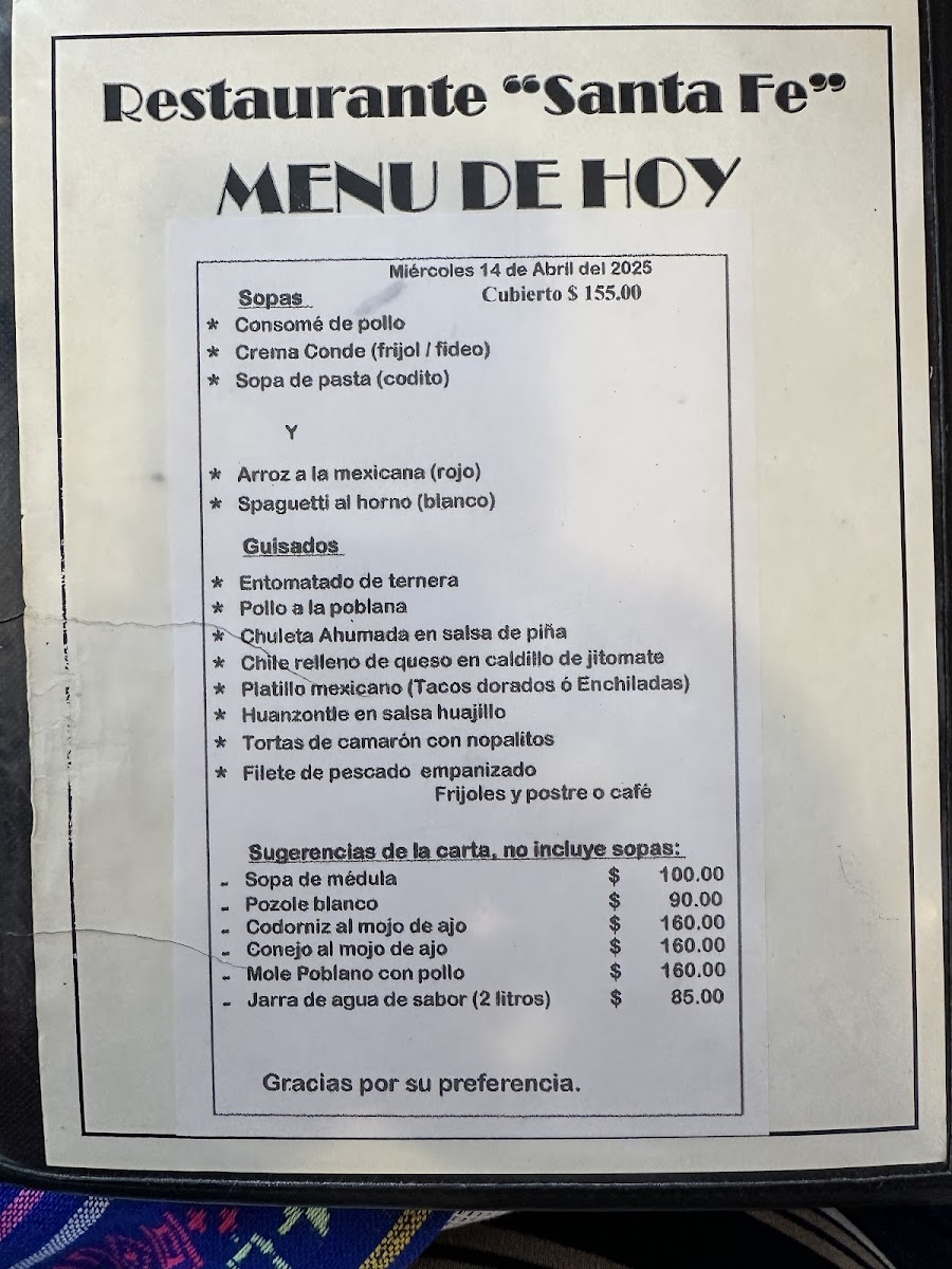 Restaurante Santa Fé Photo Menu 7