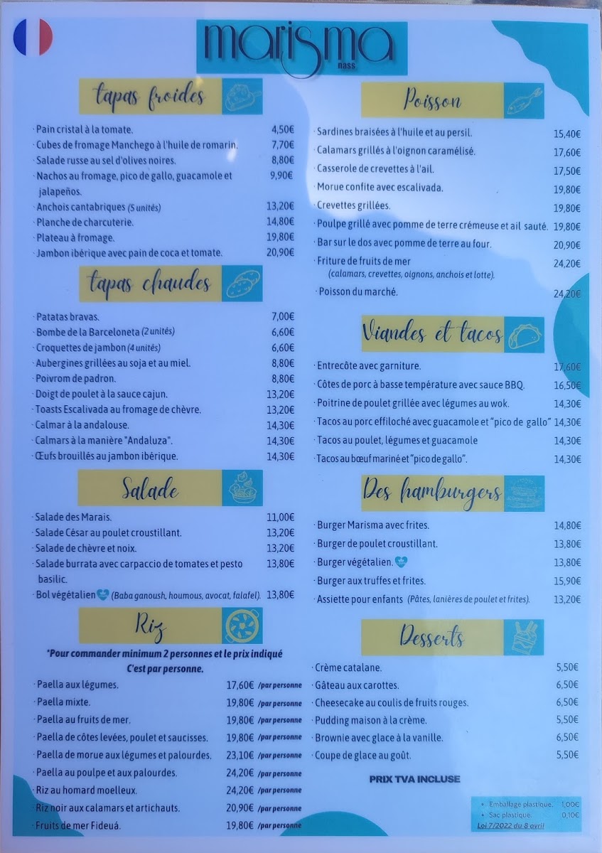 Restaurant Marisma Barceloneta Photo Menu 2