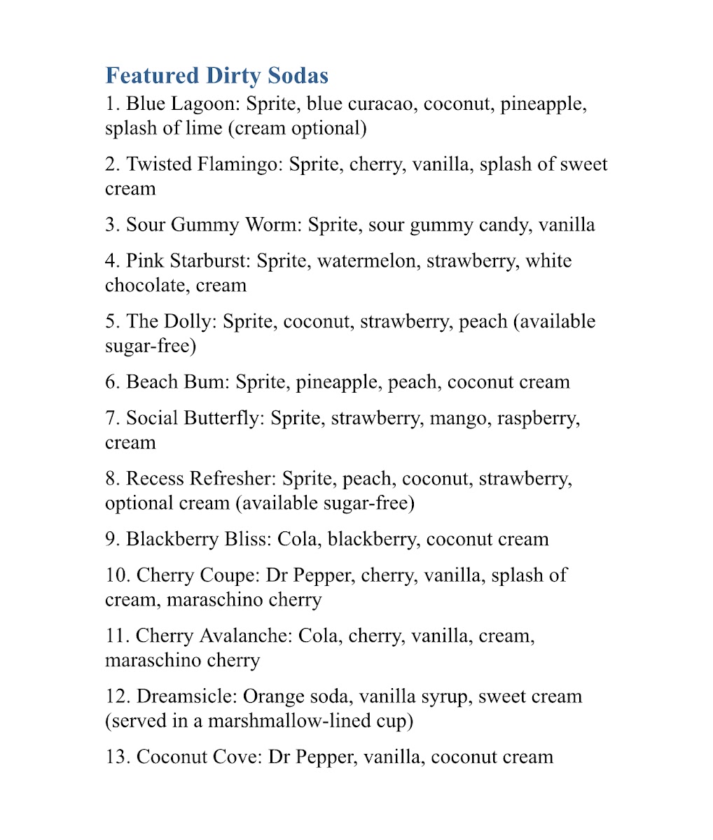Milk & Honey Coffee Bar Photo Menu 3