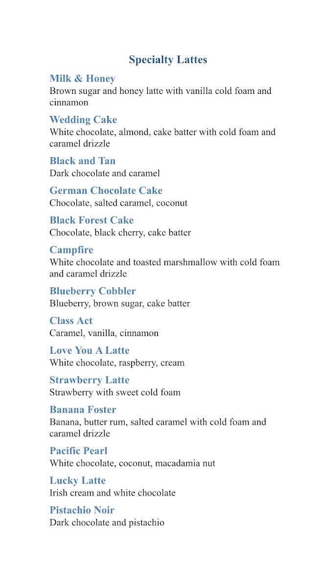 Milk & Honey Coffee Bar Photo Menu 4