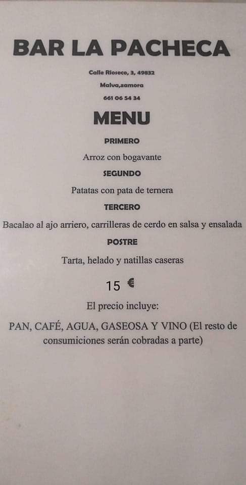 Bar La Pacheca Photo Menu 1