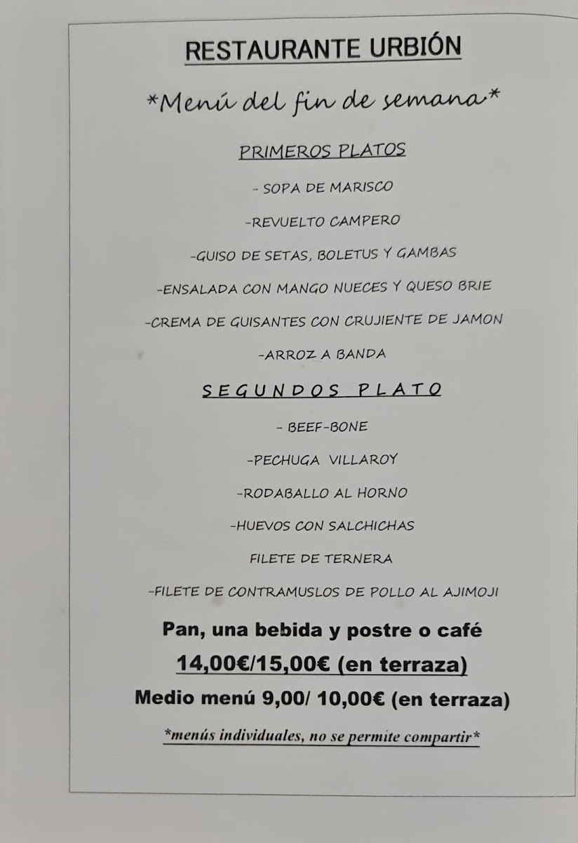 Restaurante Urbión Photo Menu 3