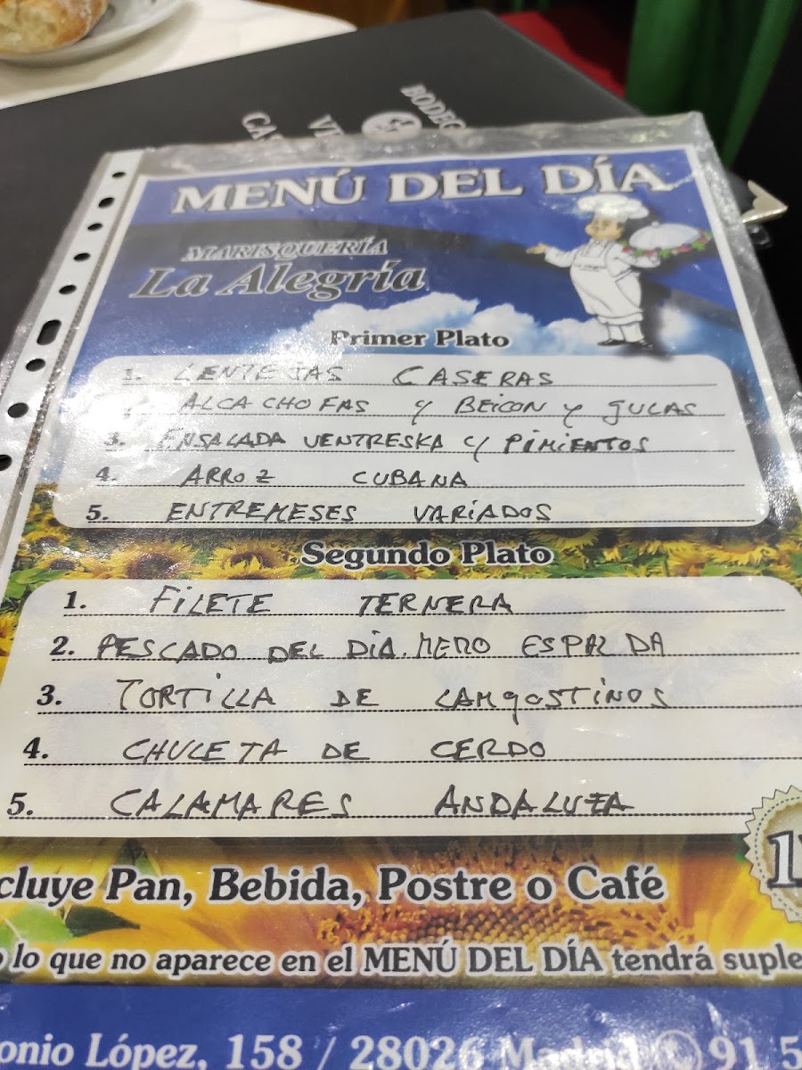 Restaurante La Alegría Photo Menu 7
