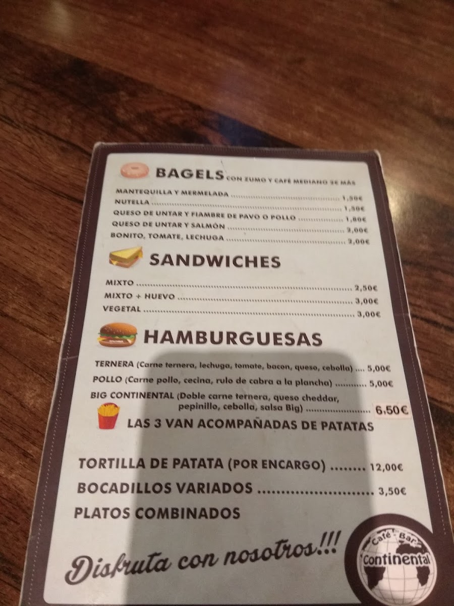 Continental Cafe Bar Photo Menu 5