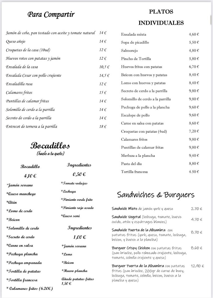 Restaurante Puerta De La Alhambra Photo Menu 3