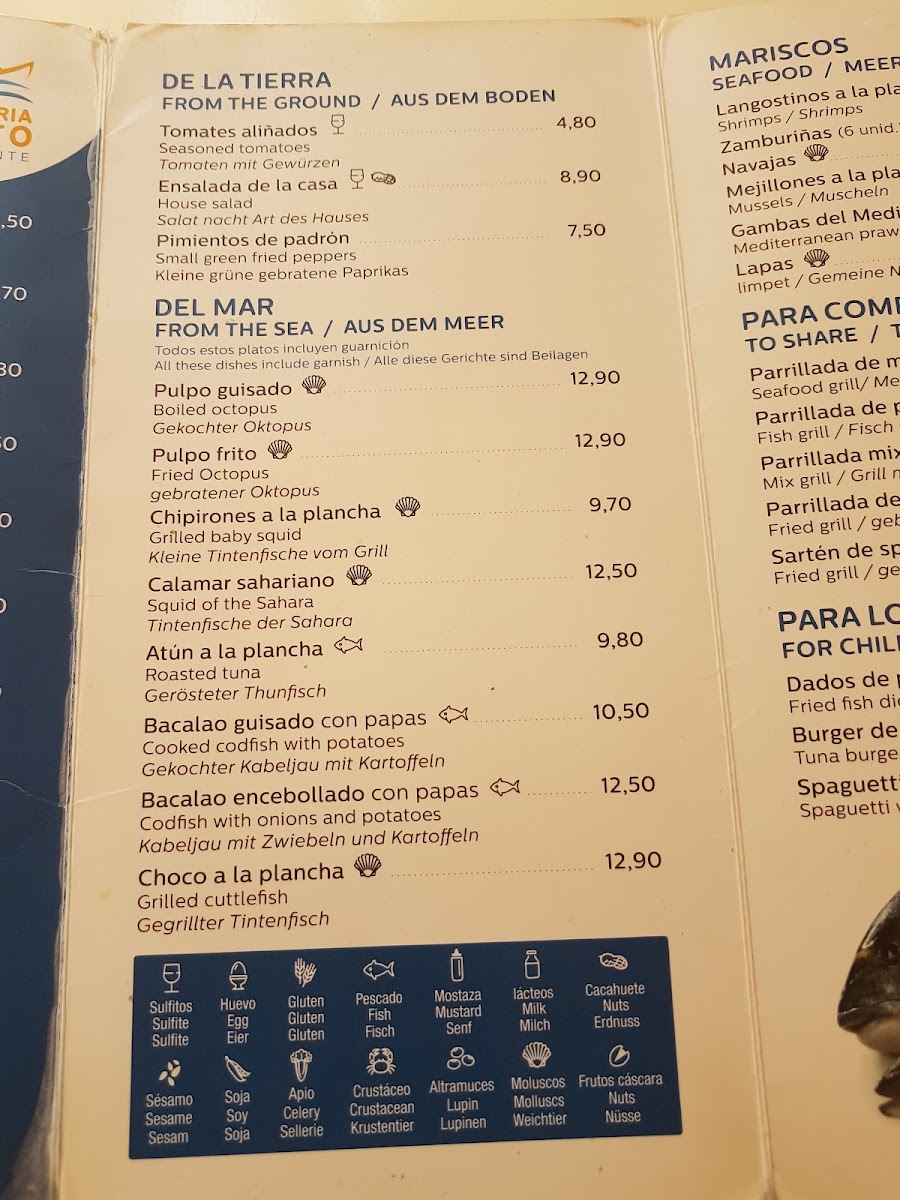 La Pescadería Street Photo Menu 3