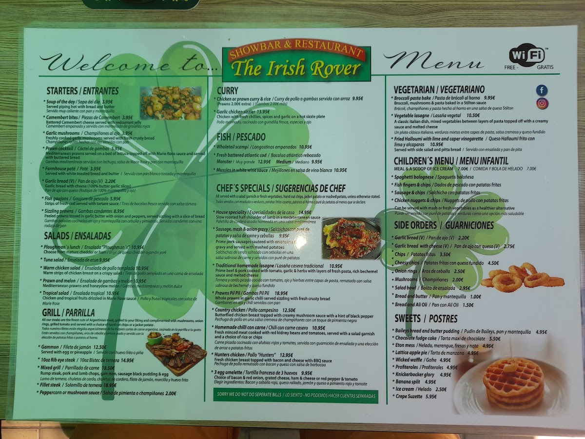 Irish Rover Photo Menu 2