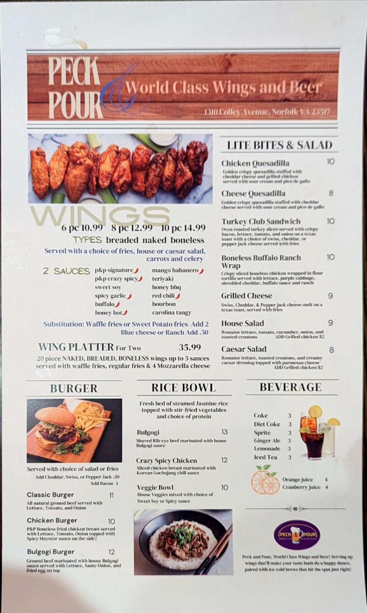 Peck & Pour, World Class Wings and Beer Photo Menu 1