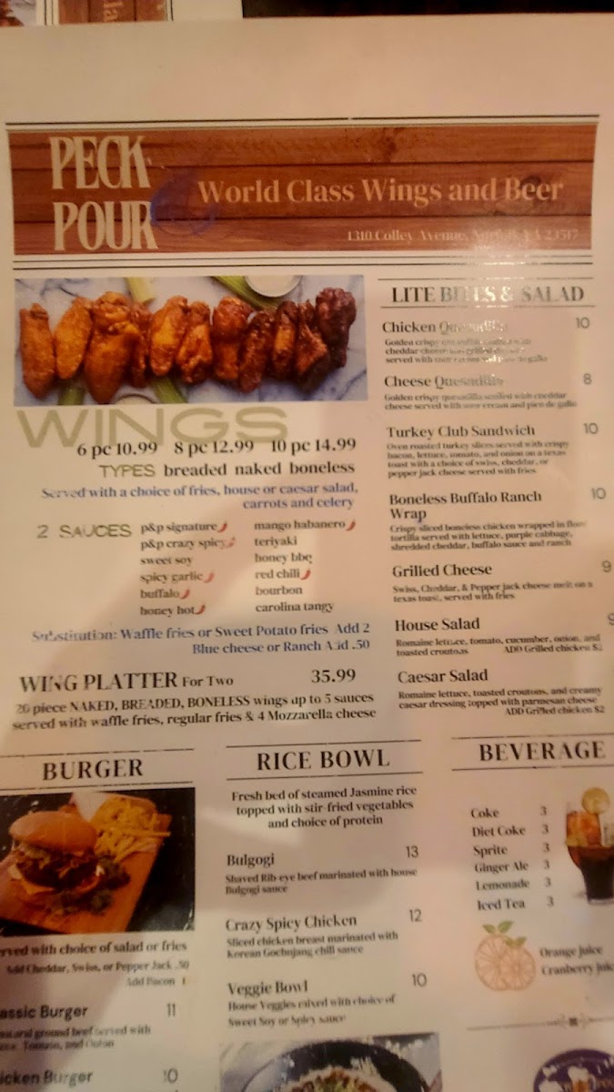 Peck & Pour, World Class Wings and Beer Photo Menu 10