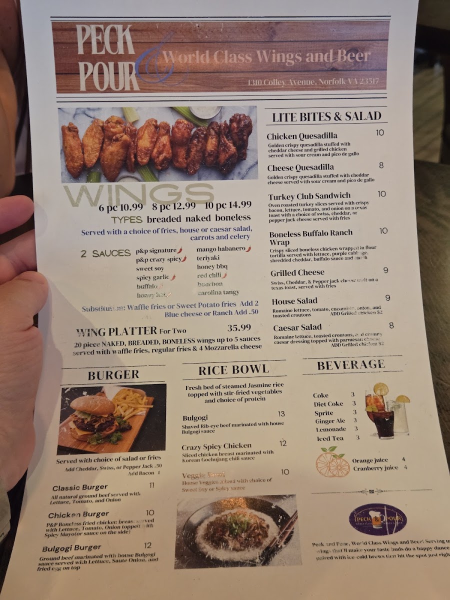 Peck & Pour, World Class Wings and Beer Photo Menu 2