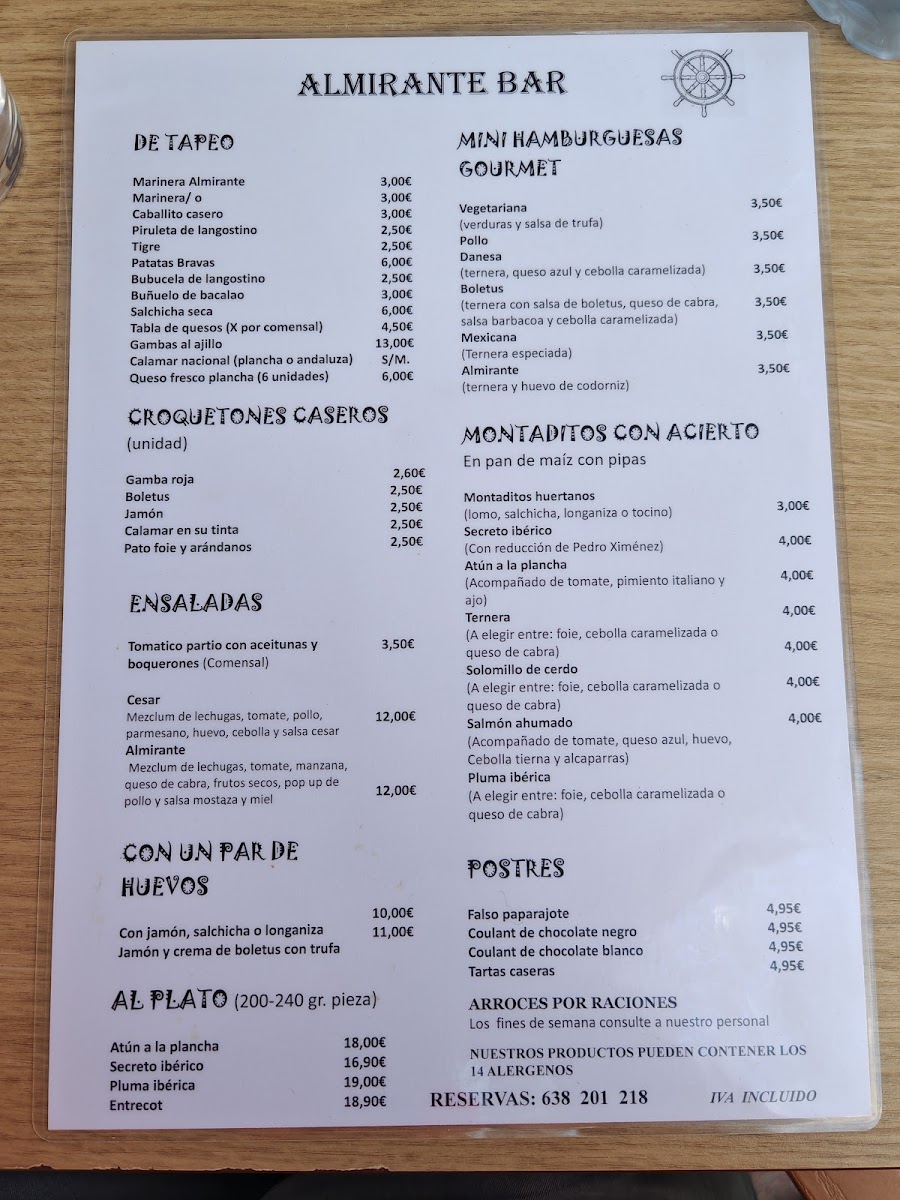 Bar Almirante Photo Menu 1