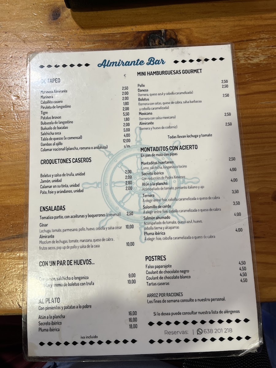 Bar Almirante Photo Menu 2