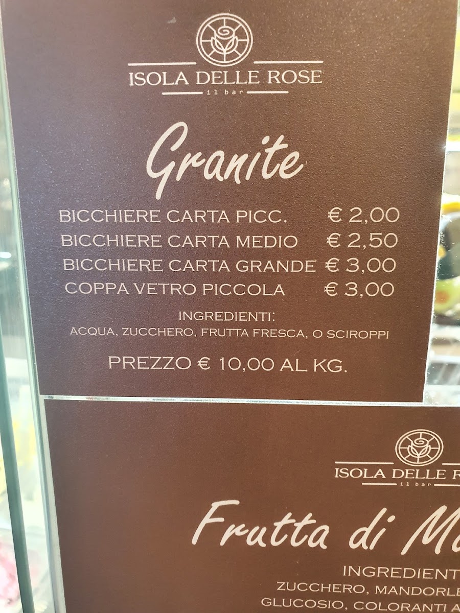 Isola delle Rose - Bar, Gelateria Photo Menu 7