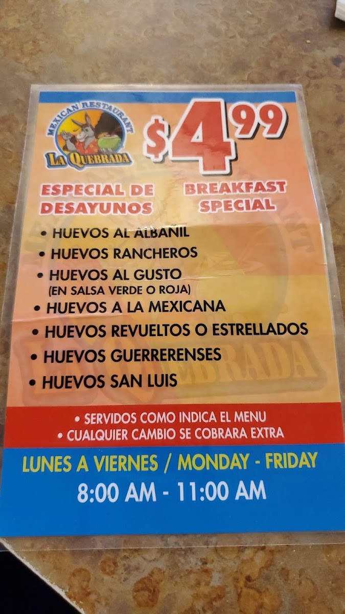 La Quebrada Restaurant Photo Menu 2