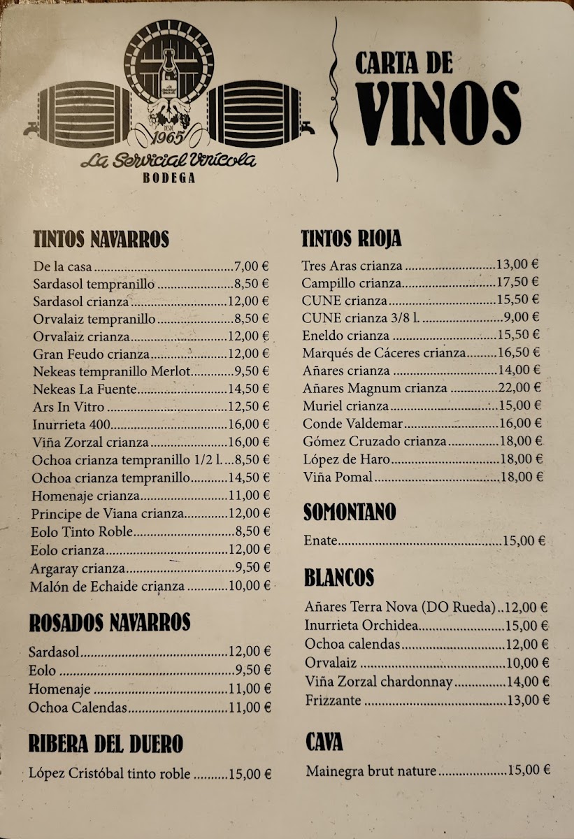 La Servicial Vinícola Photo Menu 1