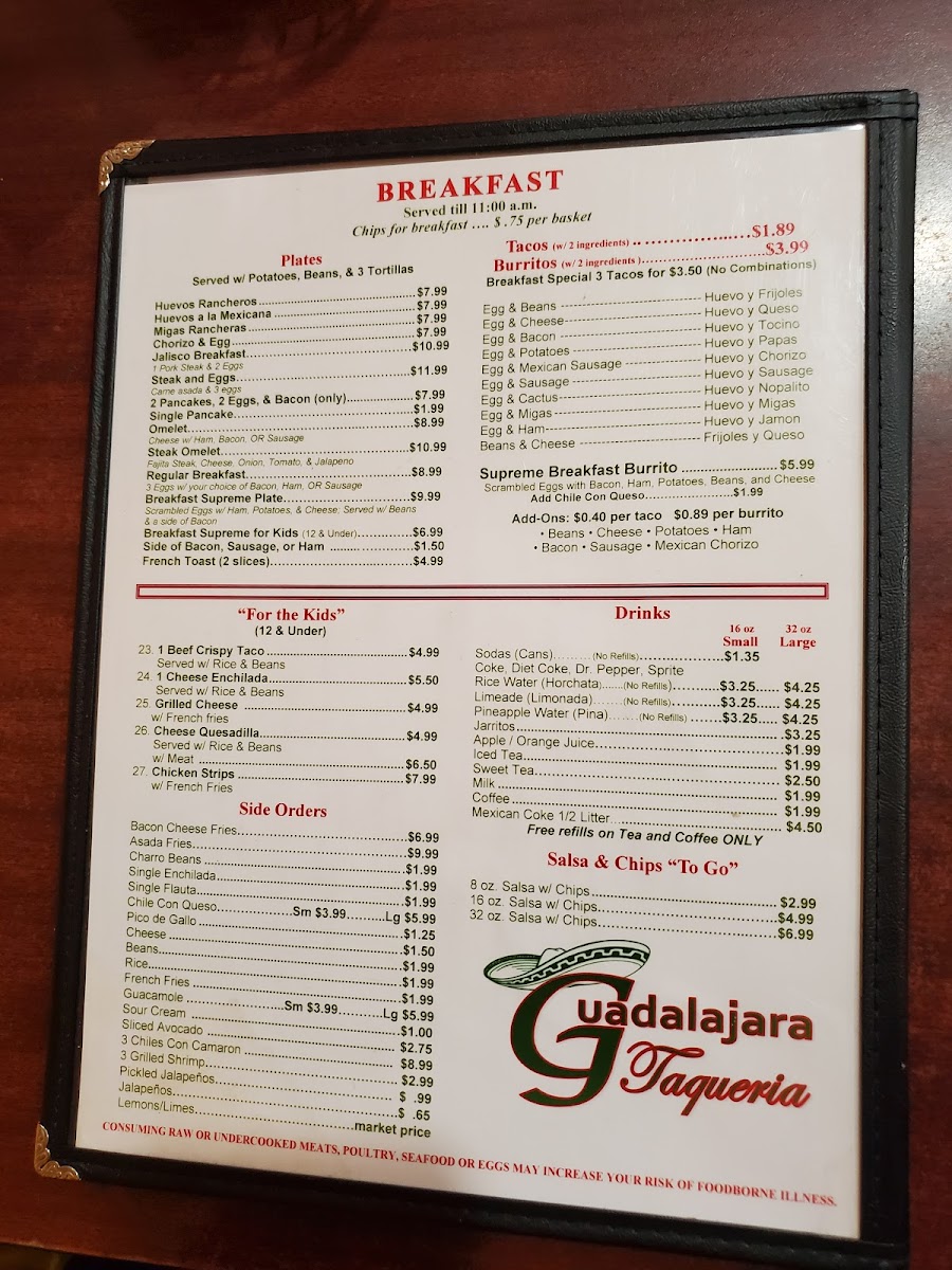 Guadalajara Taqueria Photo Menu 6