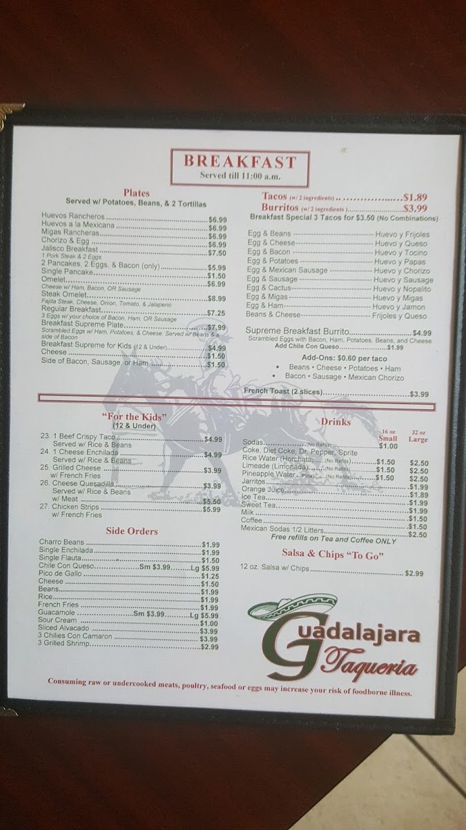 Guadalajara Taqueria Photo Menu 8