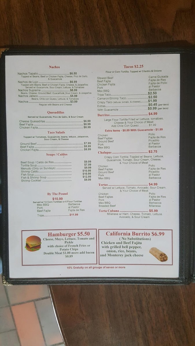 Guadalajara Taqueria Photo Menu 9