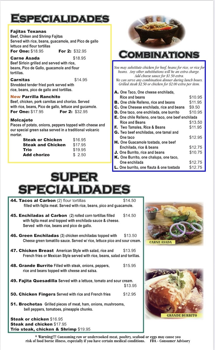 El Ranchito Mexican Restaurant Photo Menu 3