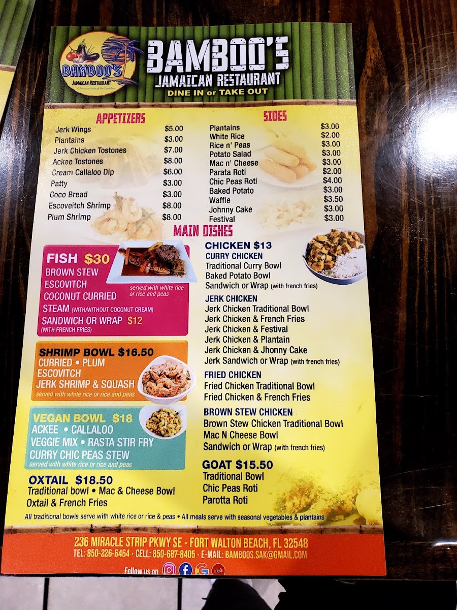 Bamboo's Jamaican Restaurant Photo Menu 5