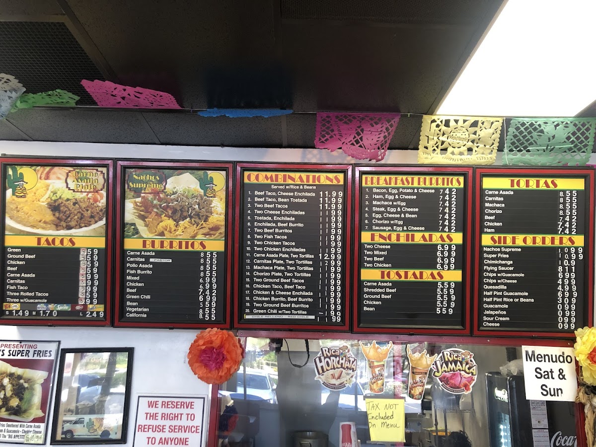 Nico's Taco Shop Photo Menu 1