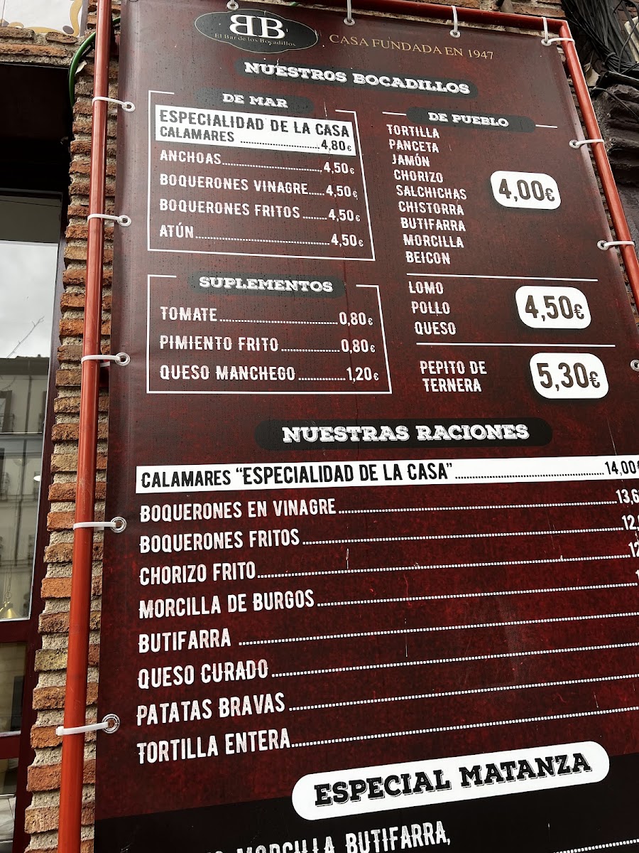 Bar De Los Bocadillos Photo Menu 5