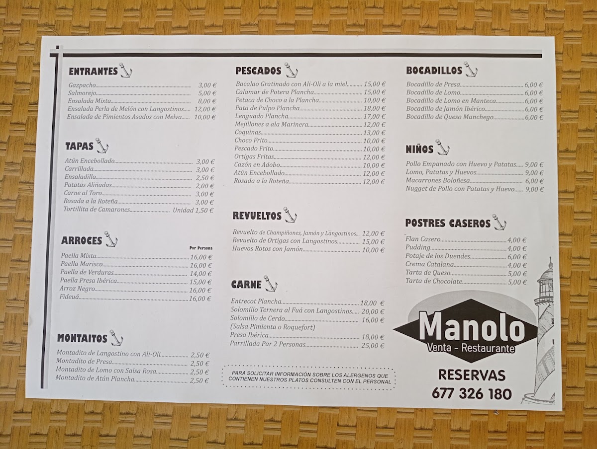 Nueva Venta Manolo Photo Menu 2