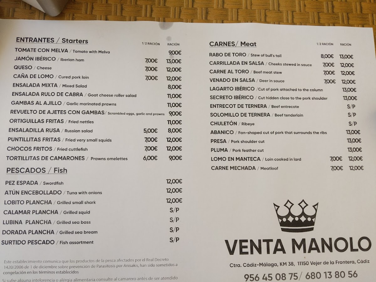 Nueva Venta Manolo Photo Menu 3