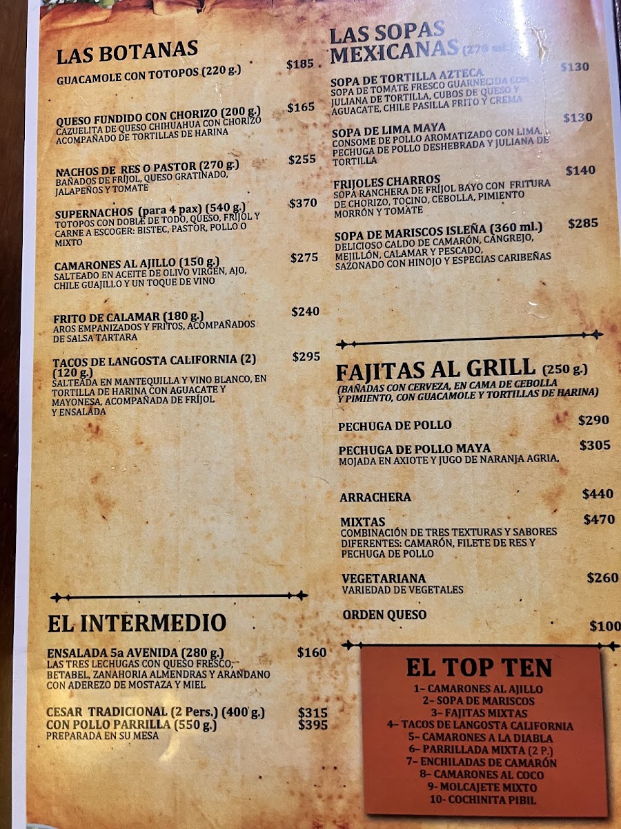 La Parrilla Playa del Carmen Photo Menu 3