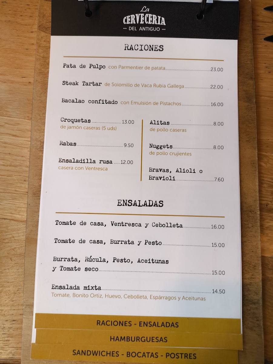 La Cervecería del Antiguo Photo Menu 4